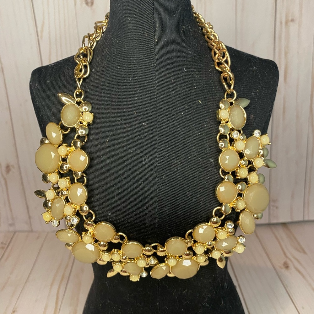 New York & Company Gold and Cream Necklace